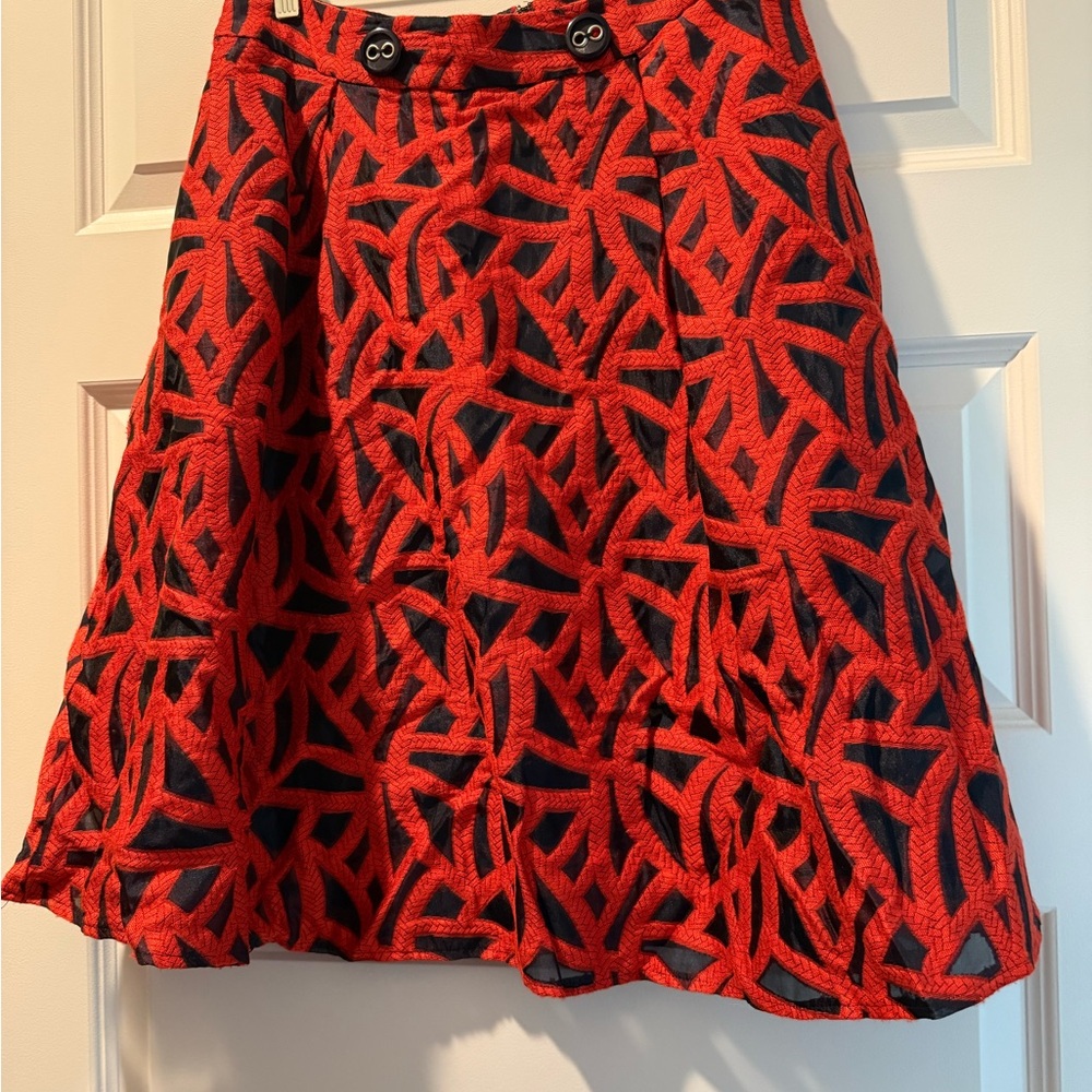 Eva Franco Red and Navy Blue A-Line Skirt